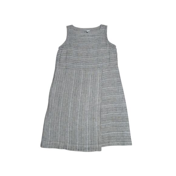 J. Jill Pure Jill Linen Faux Wrap Dress Gray Lagenlook Sleeveless Womens Medium - Picture 2 of 6
